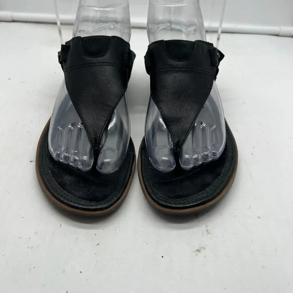 Patagonia Sandals Womens 7 Addie Tri Leather Thong Slide Outdoor Black